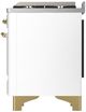 Ilve® Majestic III 40" White Pro Style Dual Fuel Liquid Propane Range with Solid Door and Brass Trim-4
