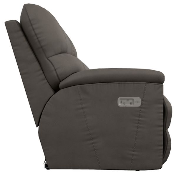 La-Z-Boy® Trouper Gray Leather Power Reclining Loveseat with Headrest and Lumbar-3