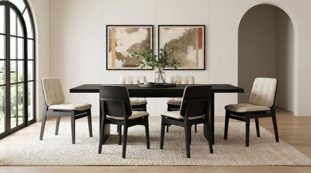 Coaster® Decker 7-Piece Black/Cream Rectangular Dining Table Set-1