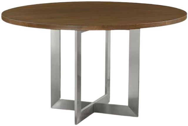 Bassett® Furniture Customizable BenchMade Astor Oak 48" Round Dining Table with Stainless Steel Base Base-0