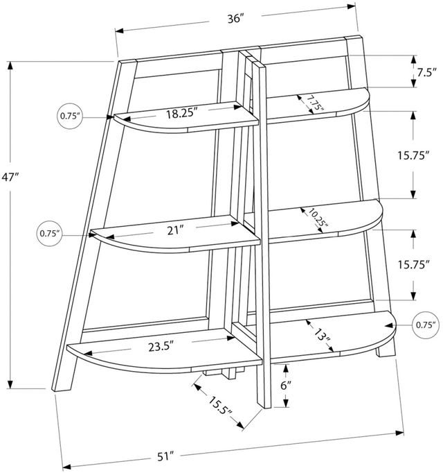 Monarch Specialties Inc. Taupe Bookcase-3
