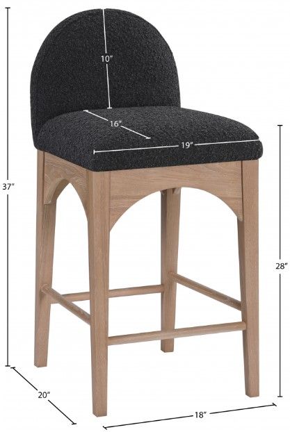 Meridian Furniture Waldorf Black/Natural 37" Counter Stool-2