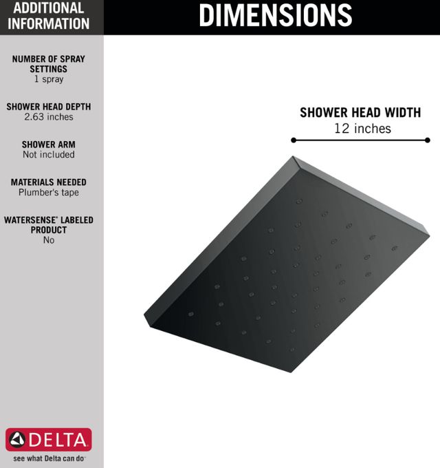 Delta Universal Showering Matte Black 2.5 GPM H2Okinetic® Single-Setting Shower Head with Ultrasoak®-2