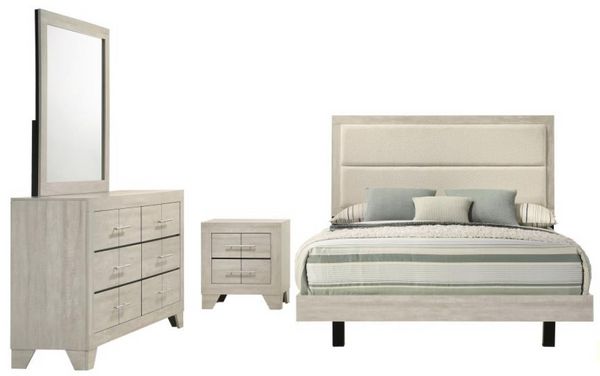 Front view of the Coaster® Trenton 4-Piece Rustic Cream Full Panel Bedroom Set on a white background.
