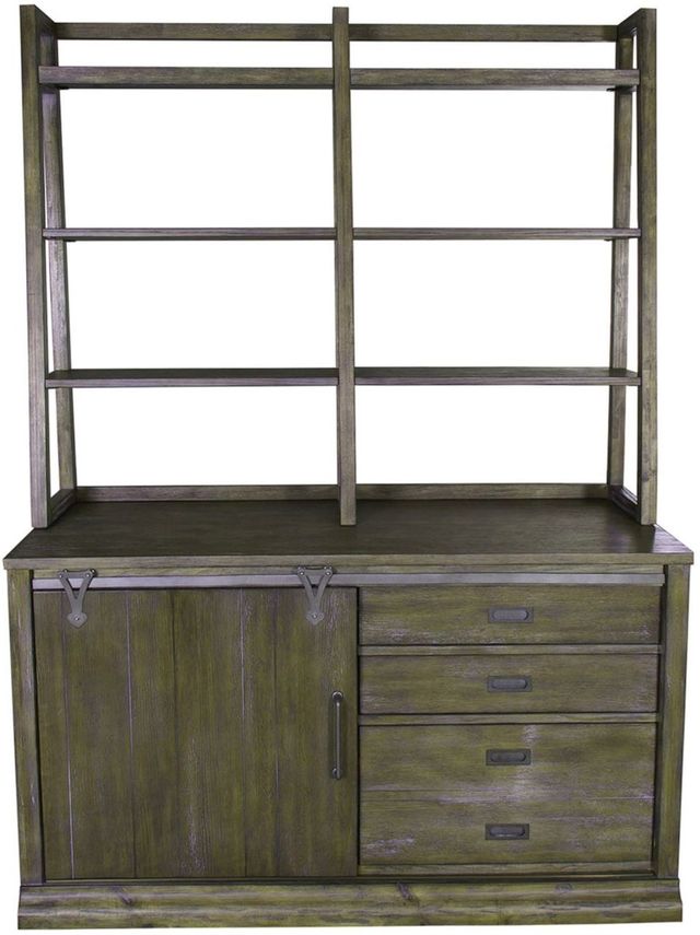 Liberty Furniture Stone Brook 2-Piece Rustic Saddle Jr Executive Credenza Set
