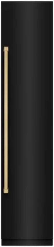 ZLINE Autograph Edition 18 in. 8.6 Cu. Ft. Right Hinge Column Freezer in Black Stainless Steel with Graphite Gray Interior and Champagne Bronze Accents-0