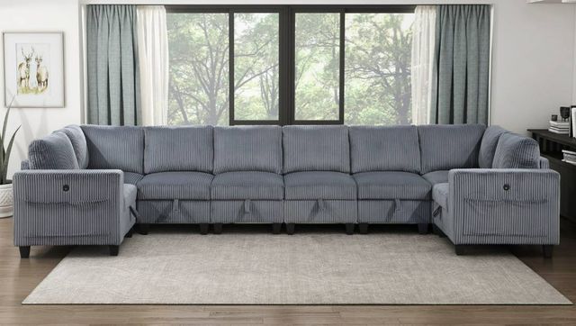 Homelegance® Walterboro 8-Piece Dark Gray Modular Sectional with Storage and Reclining Back Rest-1