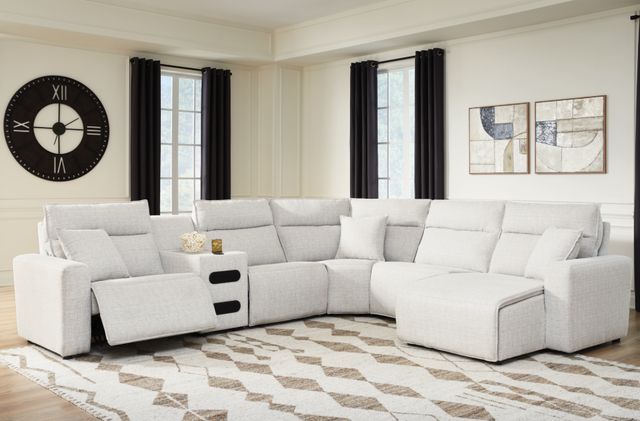 Signature Design by Ashley® ModMax II 6-Piece Stone Power Reclining Right-Arm Facing Sectional with Chaise and Audio Consoles-1