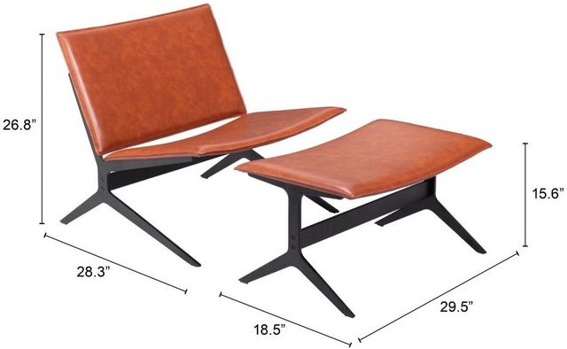 Zuo® Modern Cardiff Brown Lounge Chair and Ottoman Set-1