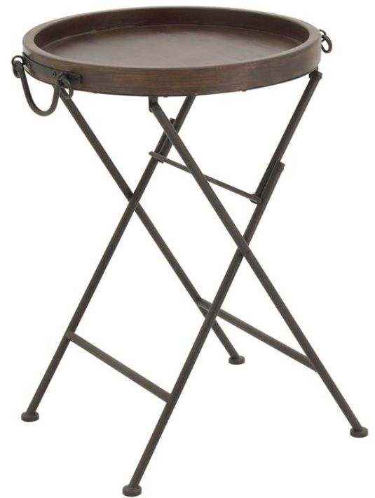 Deco Marche Brown Accent Table with Black Base-0