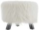 Linon Dase White Faux Fur Stool-3