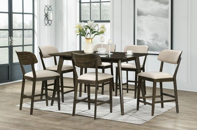 New Classic® Home Furnishings Rex 7-Piece Beige/Walnut Counter Dining Set-1