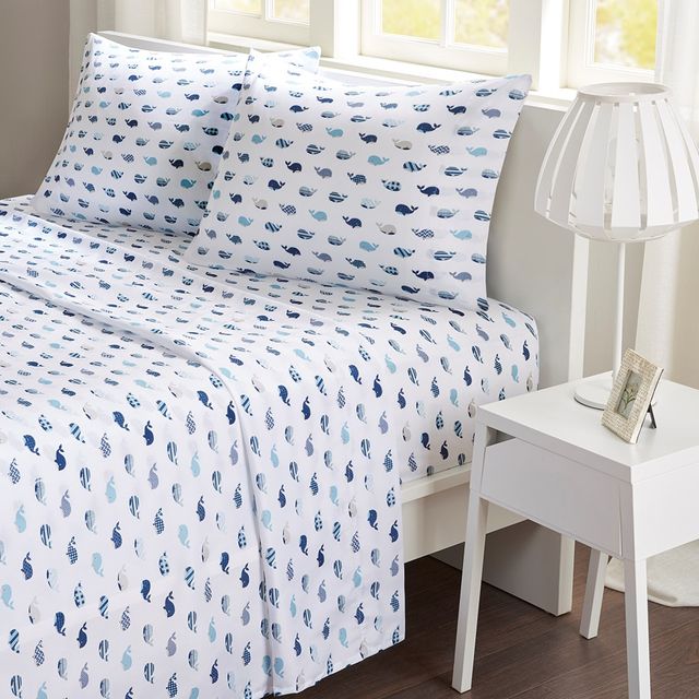 Olliix by Mi Zone Printed Blue Twin Sheet Set-4