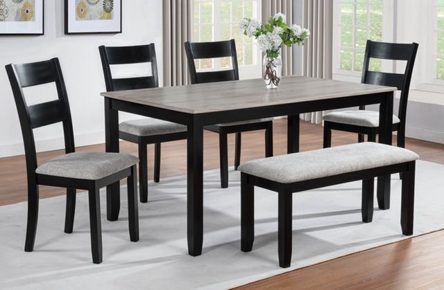 Crown Mark Lester 6-Piece Black/Gray Dining Set-1