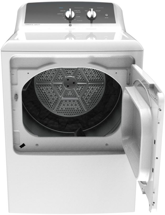 FLOOR MODEL GE® 6.2 Cu. Ft. White Front Load Natural Gas Dryer-3