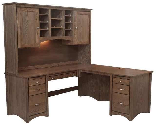 Wolfcraft Furniture Mcmillan Brown L-Shaped Desk with Hutch-0