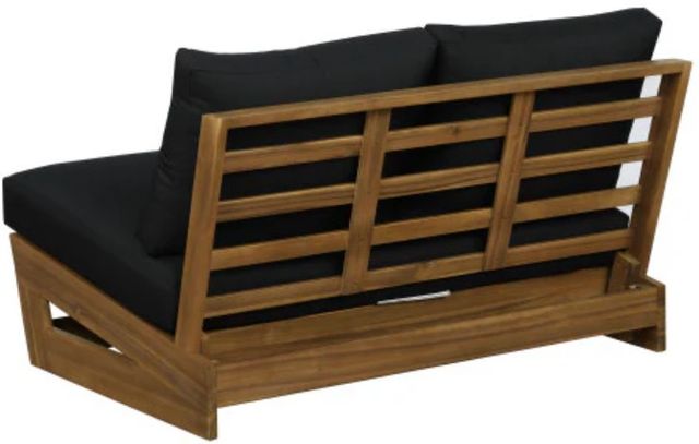 Linon Bluffton Black/Natural Wooden Outdoor Bench with Cushion-4