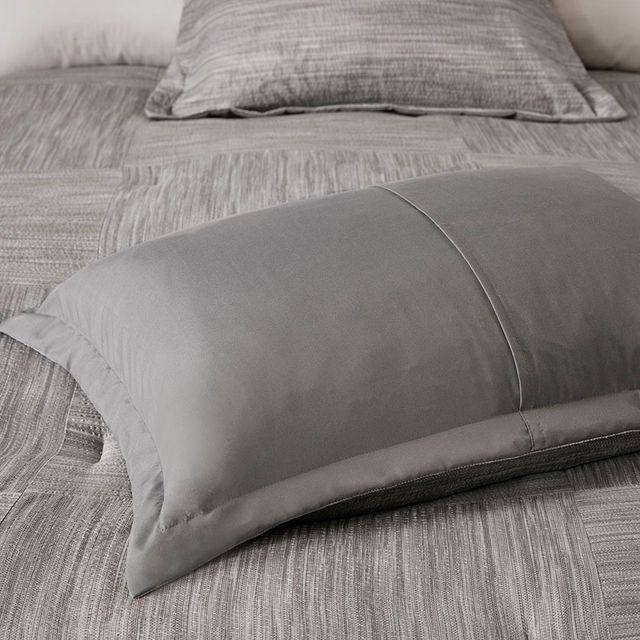 Olliix by Madison Park 7 Piece Grey Queen Walter Printed Seersucker Comforter Set-4