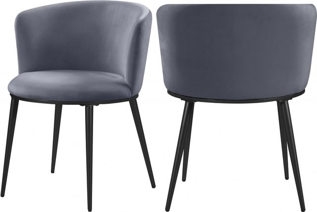 Meridian Furniture Skylar Grey/Matte Black Velvet Dining Chair-1
