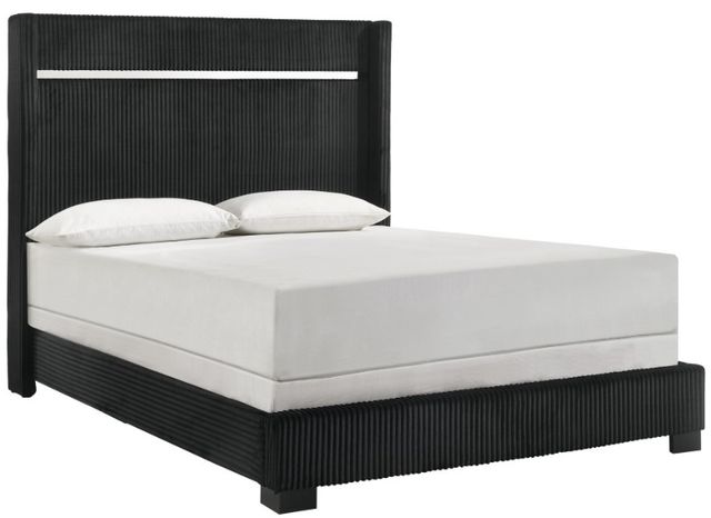 Crown Mark Gennro Black Queen Upholstered Panel Bed-0
