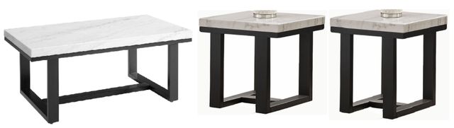 Steve Silver Co. Lucca White Marble Top Occasional Table Set with Espresso Base -0