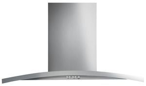 Front view of the GE® 36" Stainless Steel Island Range Hood