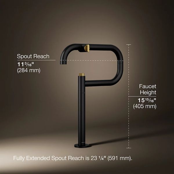 KOHLER® Components® Brushed Moderne Brass/Matte Black Deck-Mount Pot Filler-4