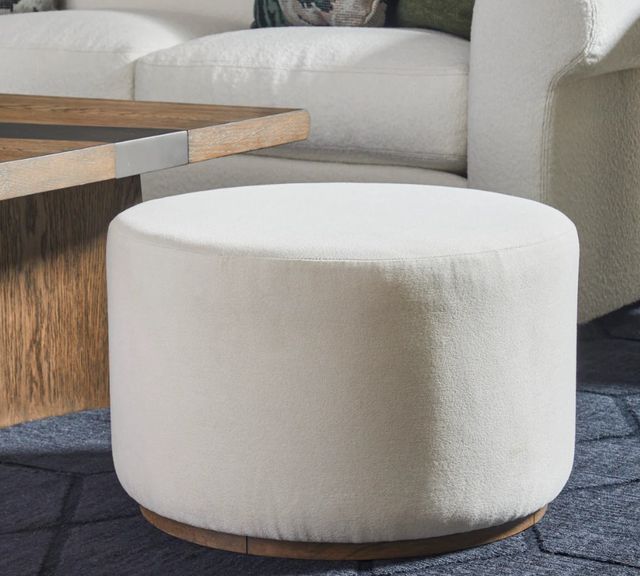 Flexsteel® Lyra Ivory Fabric Pouf Ottoman-1
