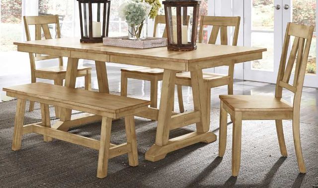 Liberty Furniture Lindsey Farm 6-Piece Natural Trestle Dining Table Set-0