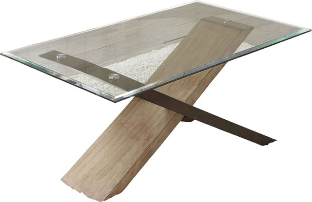 Steve Silver Co. Tasha Glass Top Cocktail Table with Deep Cherry and Natural Base-0