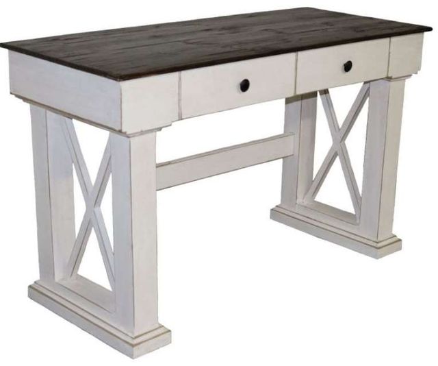 Million Dollar Rustic Brace Beige/Dark Brown Writing Desk-0