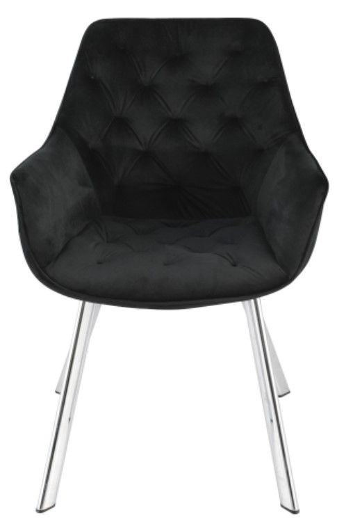 Mazin Furniture Ayami Chrome/Black Dining Arm Chair -1