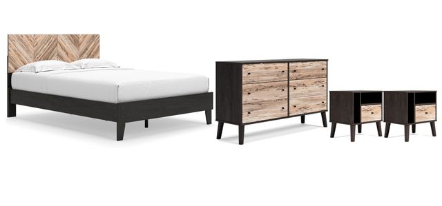 Signature Design by Ashley® Piperton 4-Piece Two-Tone Brown/Black Queen Panel Platform Bed Set-0