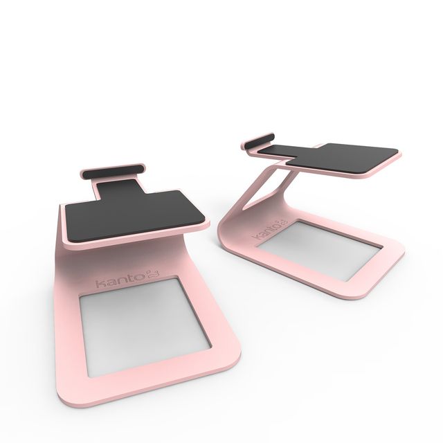 Kanto Elevated Desk Top Matte Pink Speaker Stand Set-1
