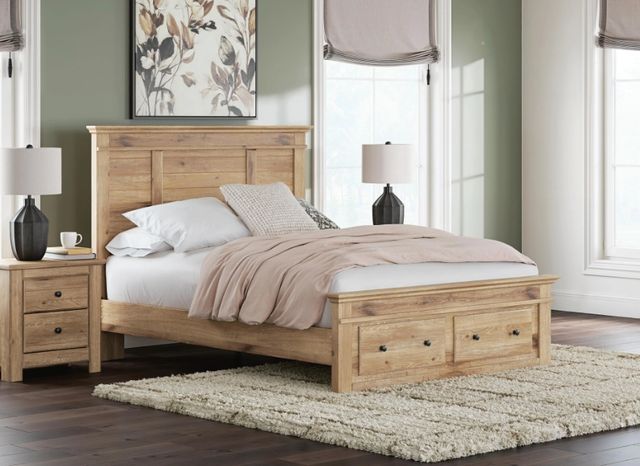 Signature Design by Ashley® Makidern Tan Queen Panel Storage Bed with 2-Drawer-1