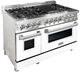 ZLINE 48" Stainless Steel Pro Style Dual Fuel Range with White Matte Door-0
