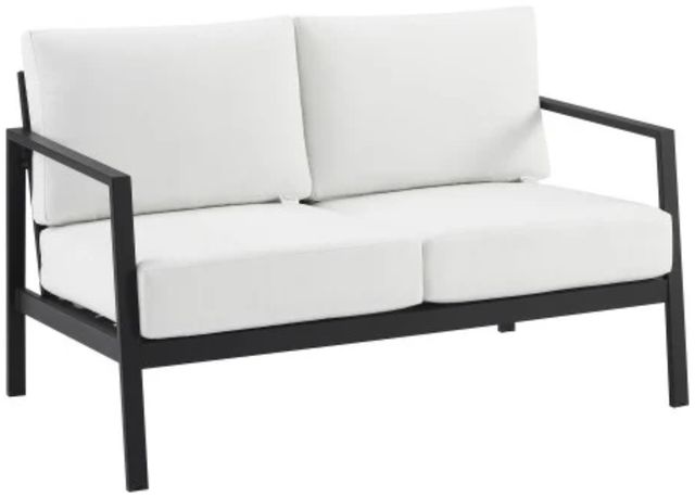 Linon Alora White/Black Aluminum/Fabric Outdoor Loveseat-0