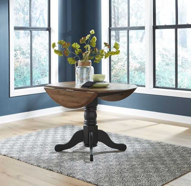 Liberty Furniture Carolina Crossing Antique Honey Round Dining Table with Black Base-2