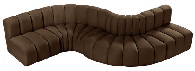 Meridian Furniture Arc 6-Piece Brown Velvet Sectional-1