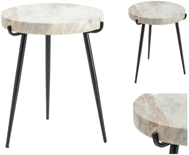 Crestview Collection Maxwell Light Gray Top Accent Table with Black Base-3