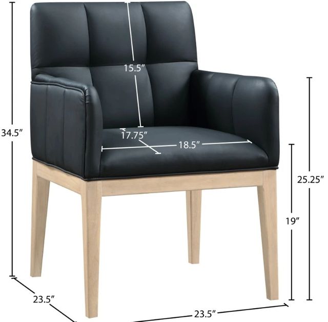 Meridian Furniture Adrian Black/Natural Leather Upholstered Dining Arm Chair-2