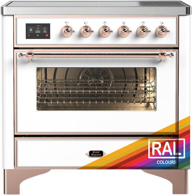 Ilve® Majestic III 36" Custom Pro Style Induction Range with Triple Glass Door and Copper Trim-0