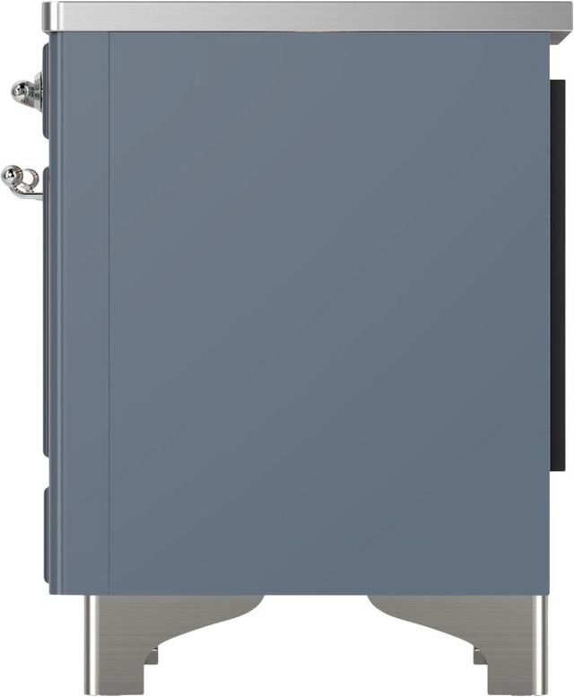 Ilve® Majestic III 40" Blue Gray Pro Style Induction Range with Solid Door and Chrome Trim-3