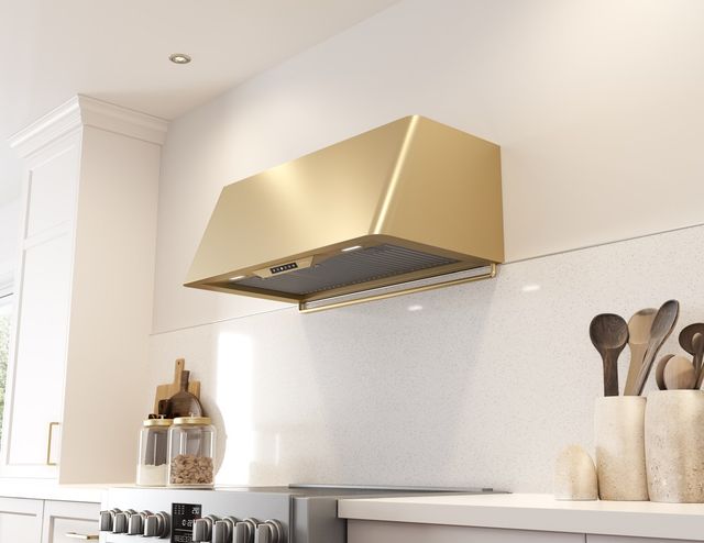 Zephyr Mesa Satin Gold Range Hood Accent Rail-1