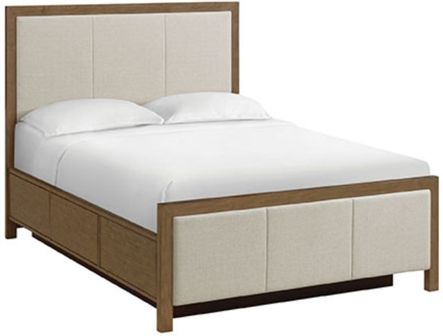 Whittier Wood® Furniture Bailey Nutmeg Queen Upholstered Storage Panel Bed-0