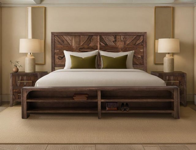 International Furniture Direct Praga Brown Eastern King Panel Bed-1