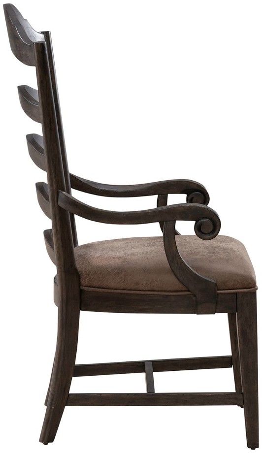 Liberty Furniture Paradise Valley Saddle Brown/Tabacco Upholstered Ladder Back Arm Chair-3