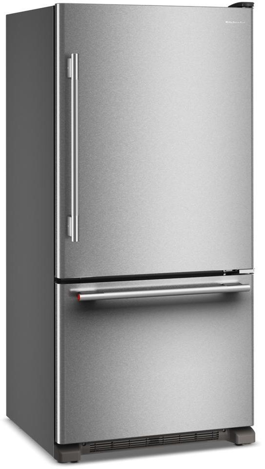 KitchenAid® 33" 22 Cu. Ft PrintShield® Stainless Steel Bottom Freezer Refrigerator with Right Door Swing-2