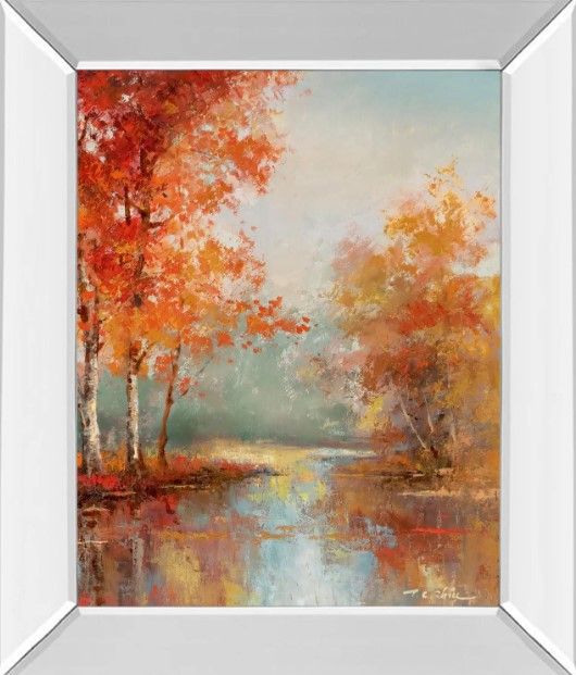 Classy Art Autumns Grace I by T.C Chiu Mirror Framed Wall Art-0