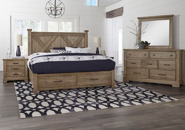 Artisan & Post by Vaughan-Bassett Cool Rustic Stone Gray King Storage Panel Bed-1